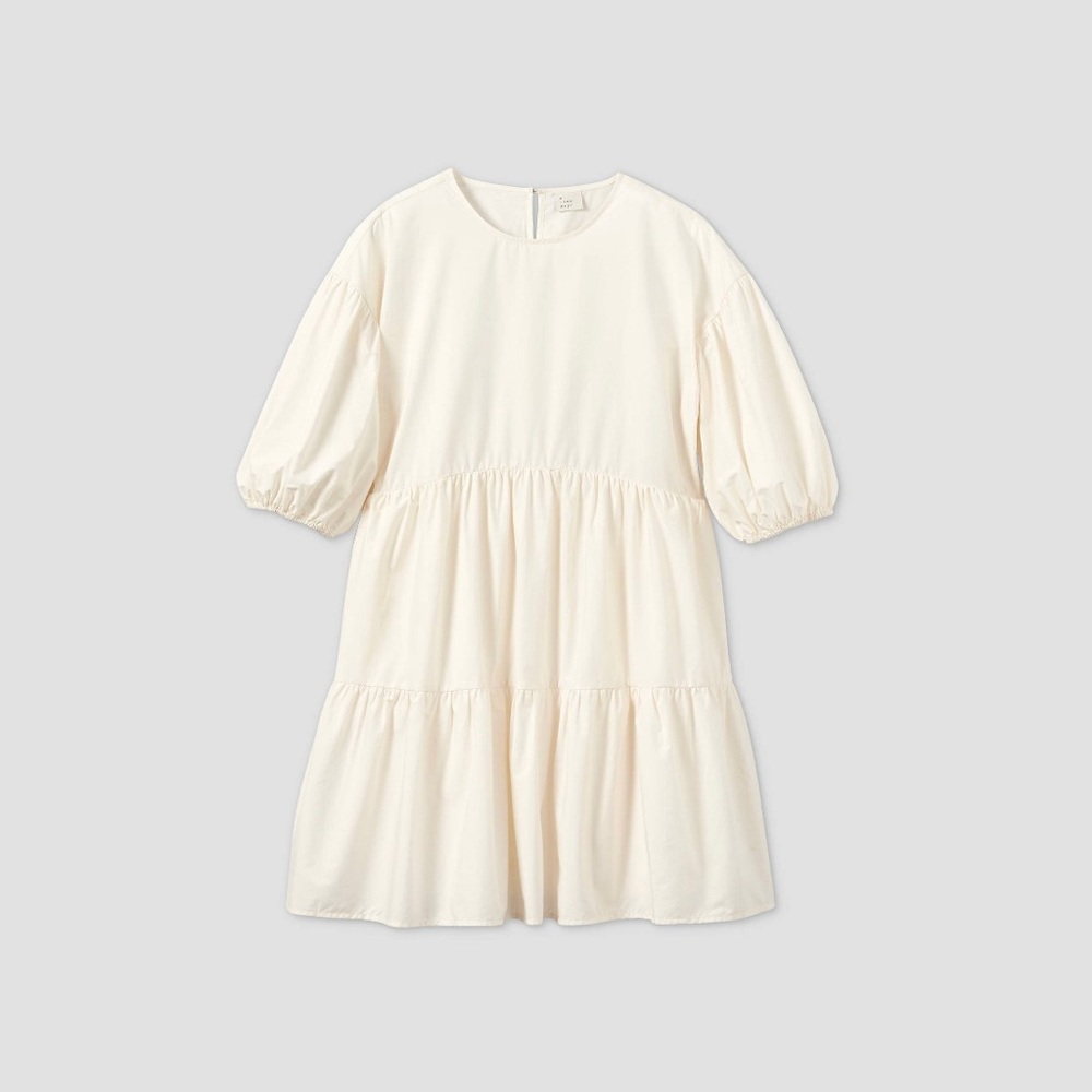 puff short sleeve tiered dress